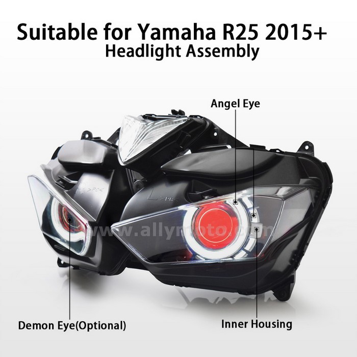 013 Headlight Kit Yamaha R25 2015 Hid Angel Halos Light Red Demon Eye-4